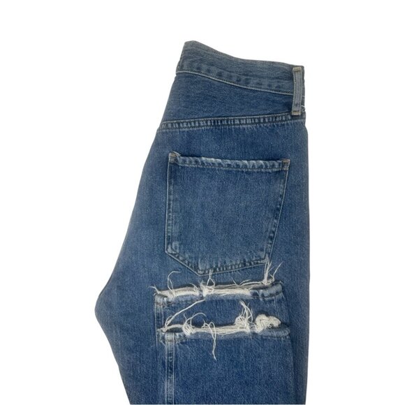 Agolde Riley High Rise Straight Leg Crop Jeans Size 26 In Frequency Distressed - Picture 6 of 13